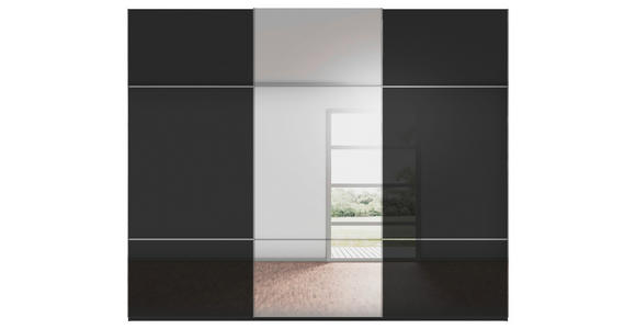 SCHWEBETÜRENSCHRANK 271/223/68 cm 3-türig Schwarz - Chromfarben/Schwarz, KONVENTIONELL, Glas/Holzwerkstoff (271/223/68cm) - Novel
