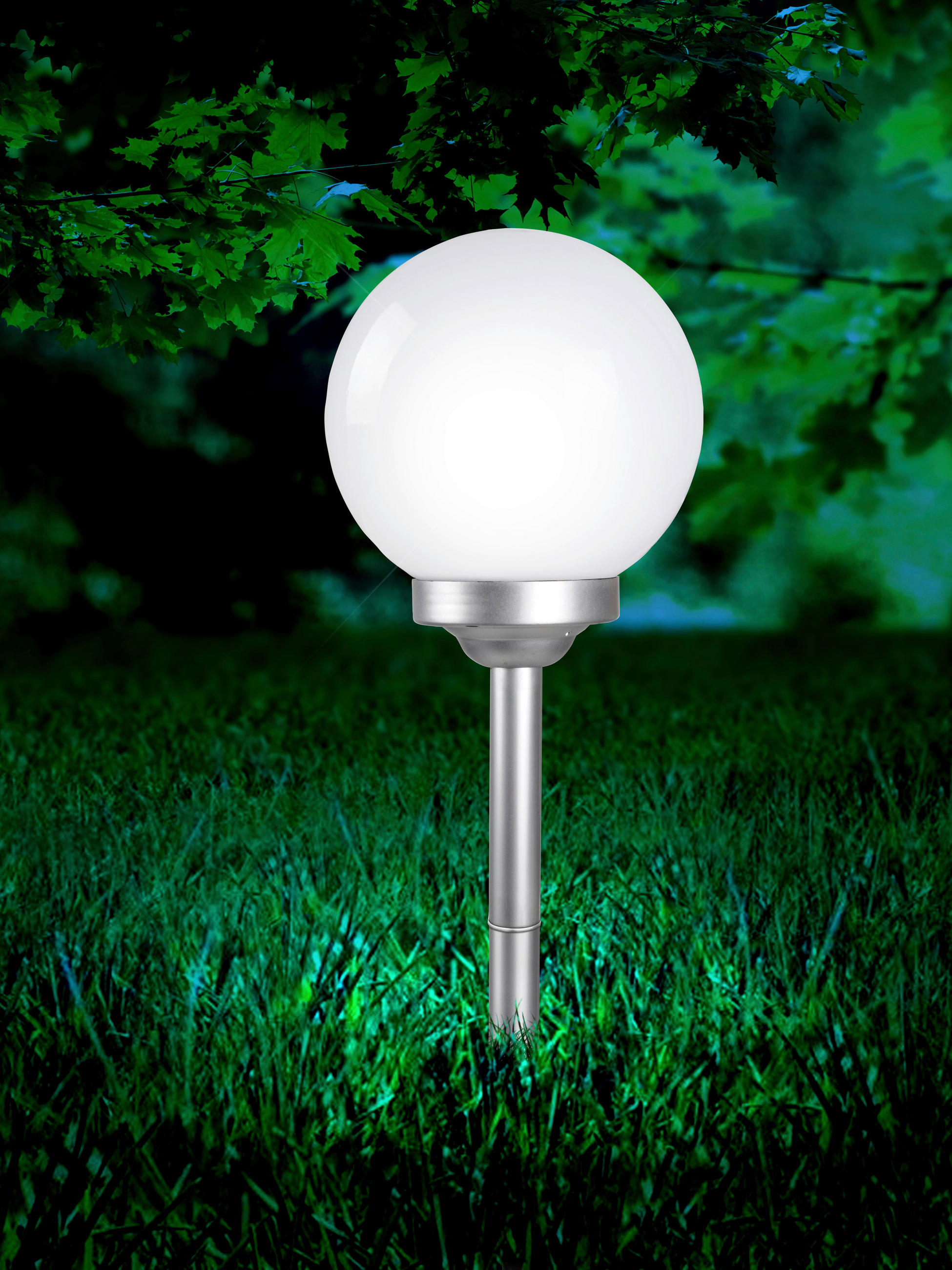SOLARLEUCHTE 25/68 cm   - Silberfarben/Weiß, Basics, Kunststoff (25/68cm) - Globo
