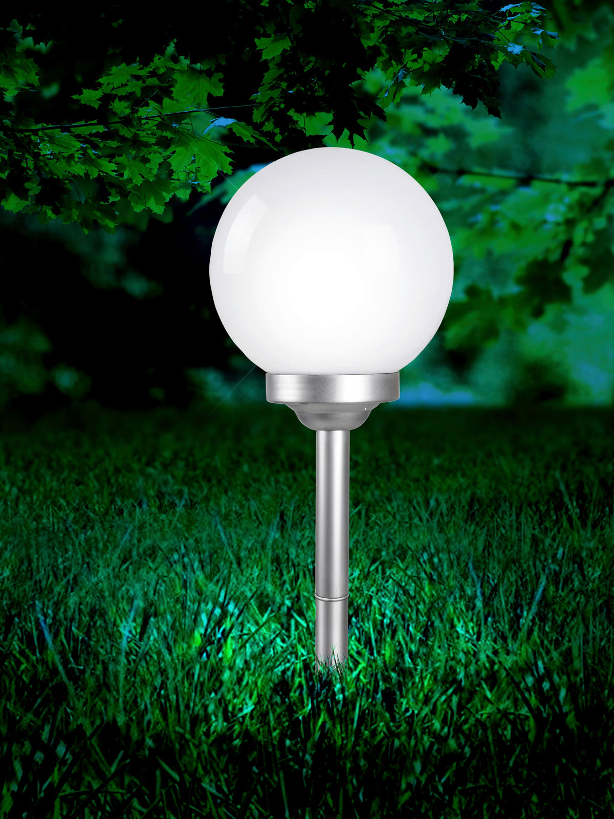 SOLARLEUCHTE - Weiss/Silberfarben, Basics, Kunststoff (25/68cm) - Globo