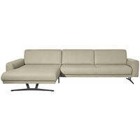 ECKSOFA in Echtleder Ecru  - Ecru/Anthrazit, Konventionell, Leder/Metall (179/324cm) - Johann Jakob