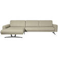 ECKSOFA in Echtleder Ecru  - Ecru/Anthrazit, KONVENTIONELL, Leder/Metall (182/324cm) - Ambiente