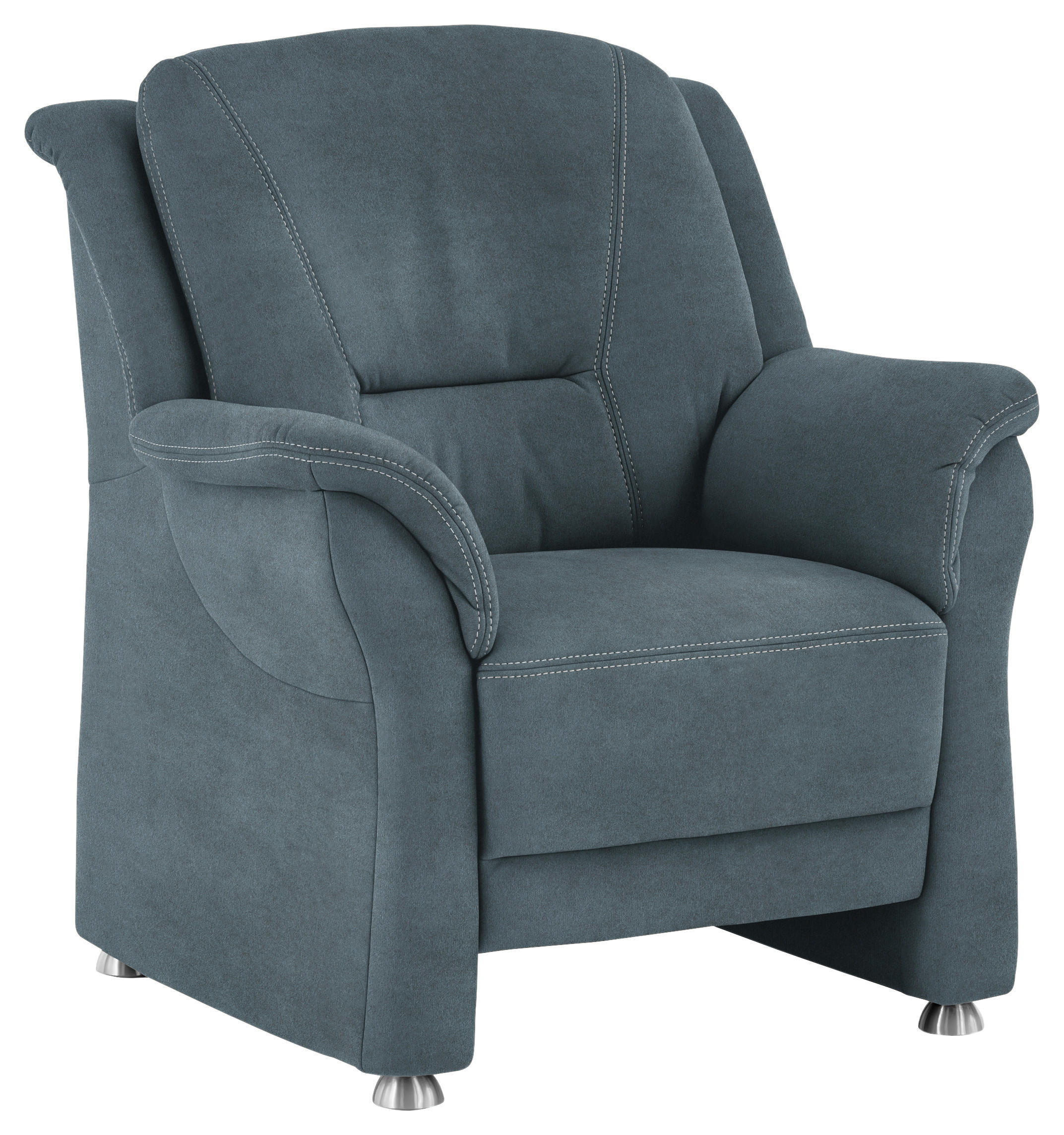 SESSEL in Mikrofaser Blau  - Blau/Beige, Konventionell, Textil/Metall (90/100/89cm) - Beldomo Comfort