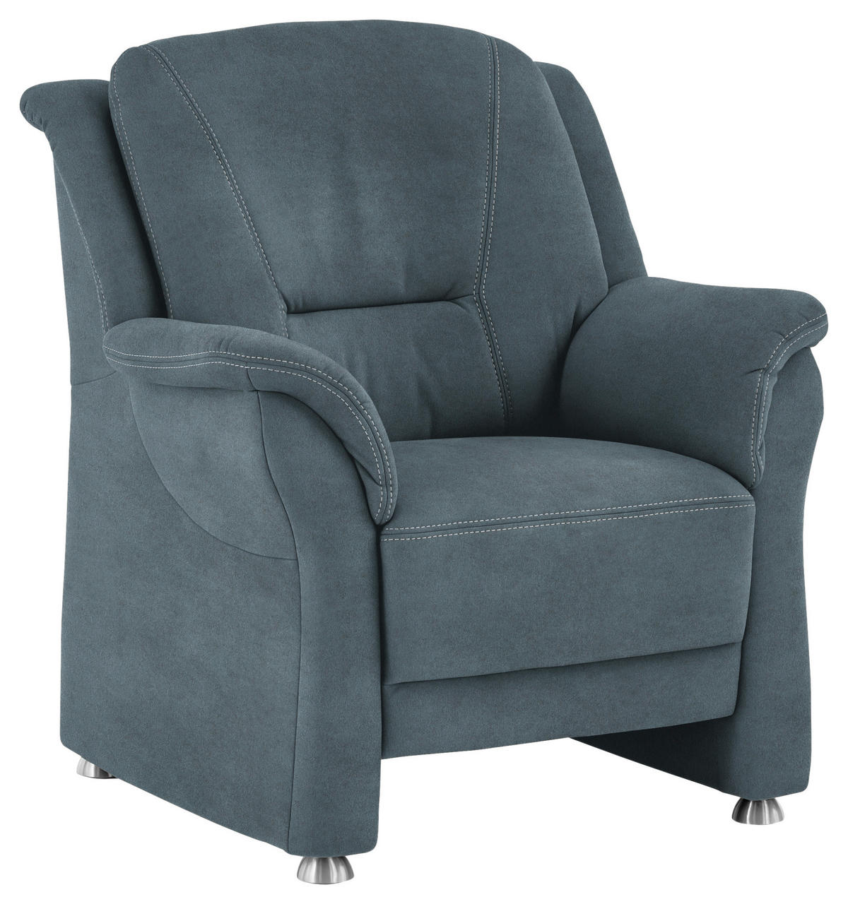 SESSEL in Mikrofaser Blau  - Blau/Beige, KONVENTIONELL, Textil/Metall (90/100/89cm) - Beldomo Comfort
