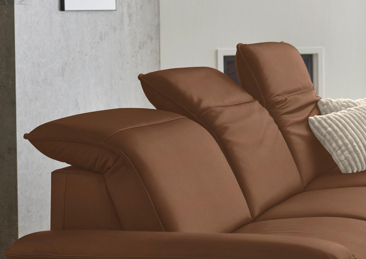 ECKSOFA  Echtleder Beigebraun  - Beigebraun/Schwarz, Design, Leder/Metall (307/169cm) - Beldomo Premium