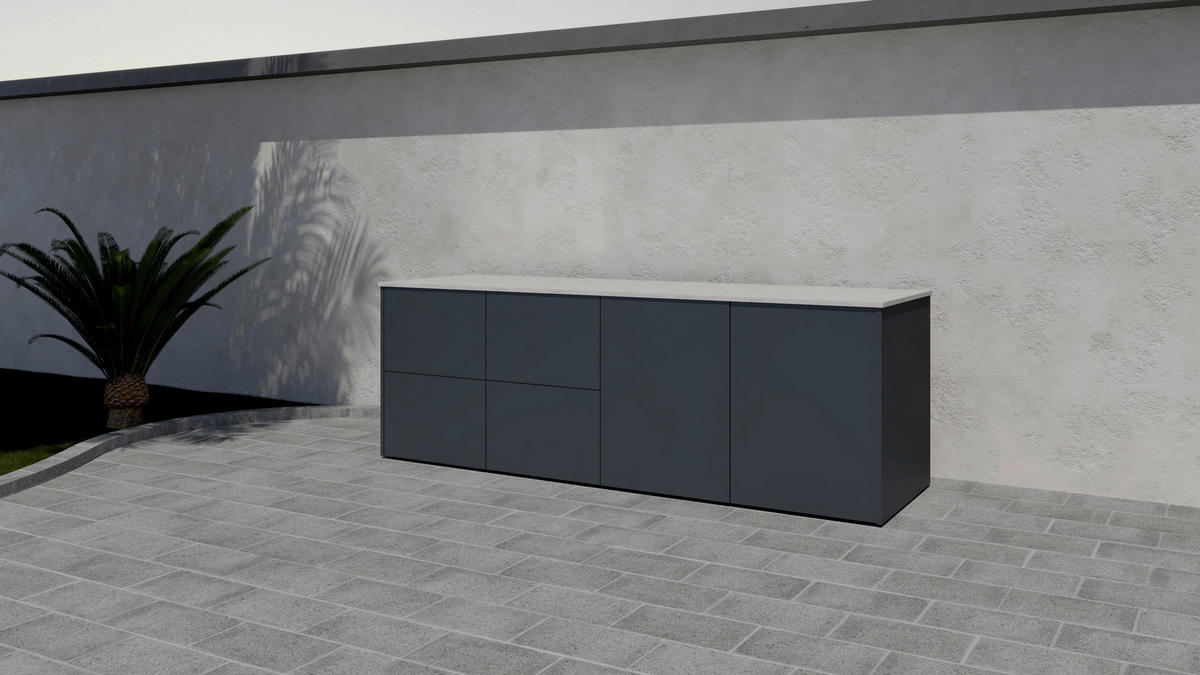 OUTDOORKÜCHE  - Sandfarben/Anthrazit, Basics, Glas/Keramik (262/92,5-98,5/63,3cm) - Dieter Knoll