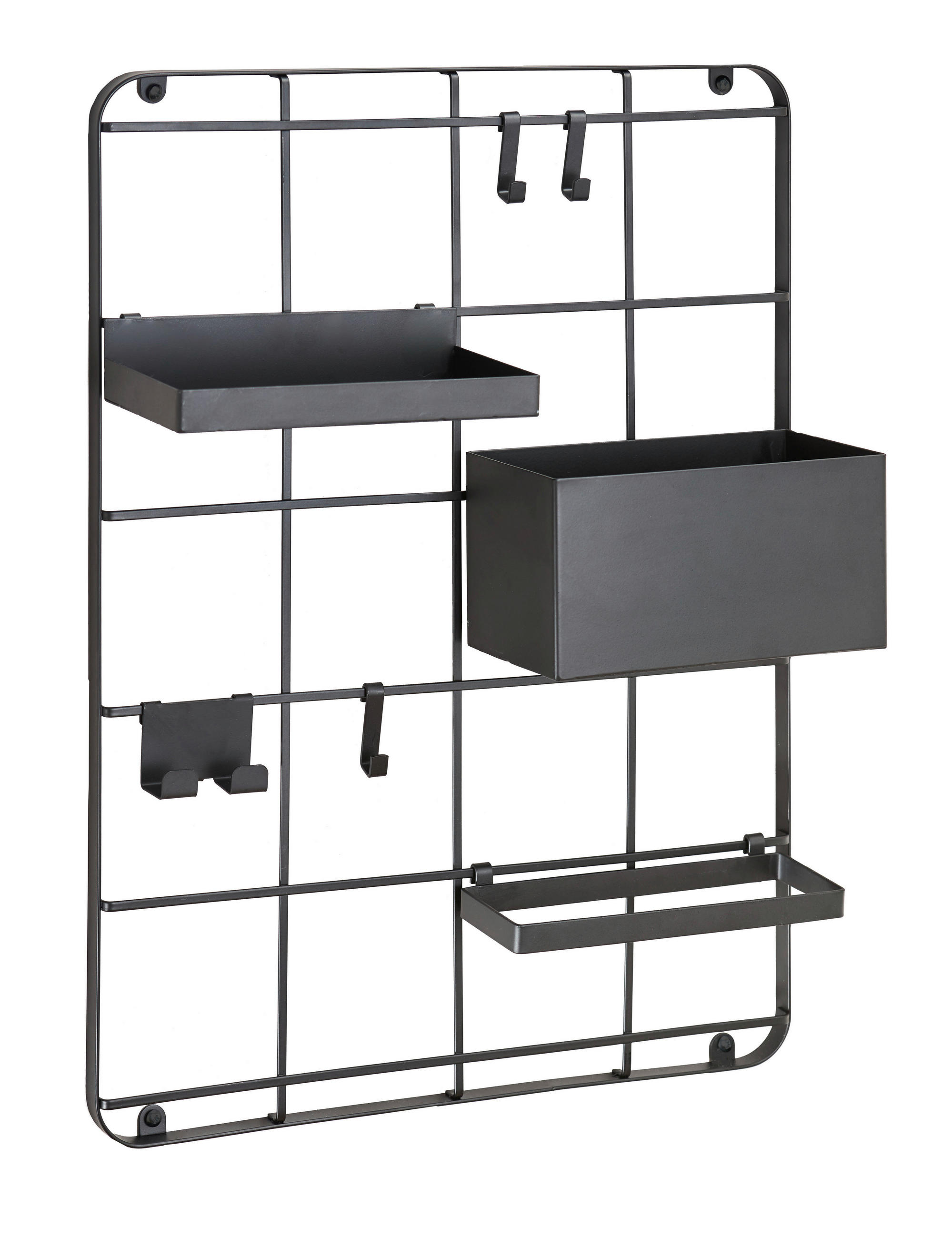 Kleine Wolke Badezimmerregal Framework Grid Schwarz 42x55x13 cm