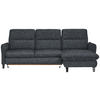 ECKSOFA Schwarz Plüsch  - Schwarz, KONVENTIONELL, Textil/Metall (254/190cm) - Livetastic