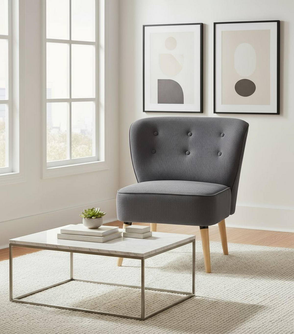 SESSEL Cord Grau    - Naturfarben/Grau, Design, Holz/Textil (75/82/80cm) - Livetastic