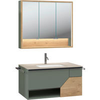 BADEZIMMER 3-teilig  in 96 cm  - Sandfarben/Eichefarben, LIFESTYLE, Glas/Holz (96cm) - Voglauer