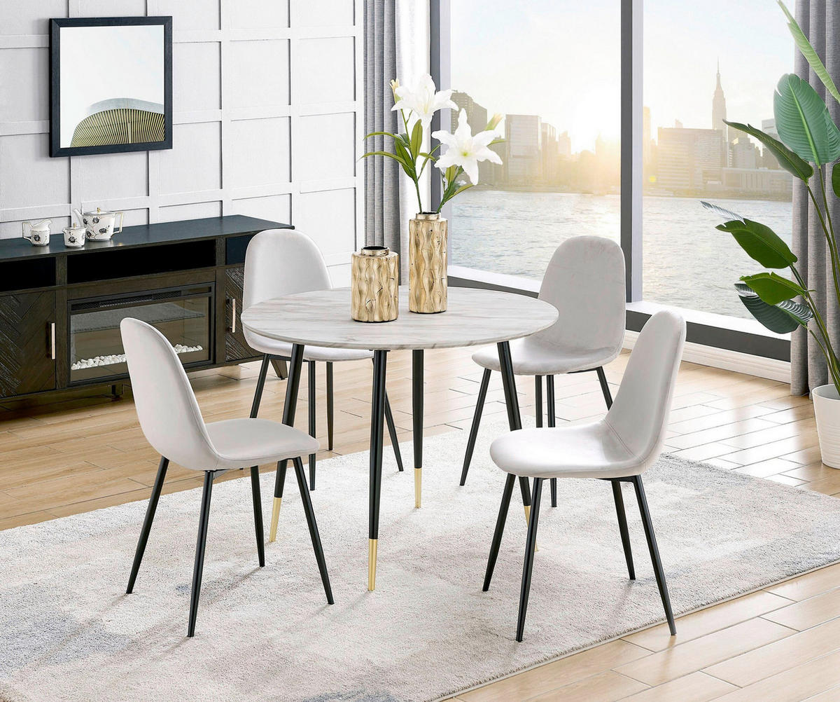 STUHL-SET Velours Grau  - Schwarz/Grau, Design, Textil/Metall (44/87/51cm) - MID.YOU