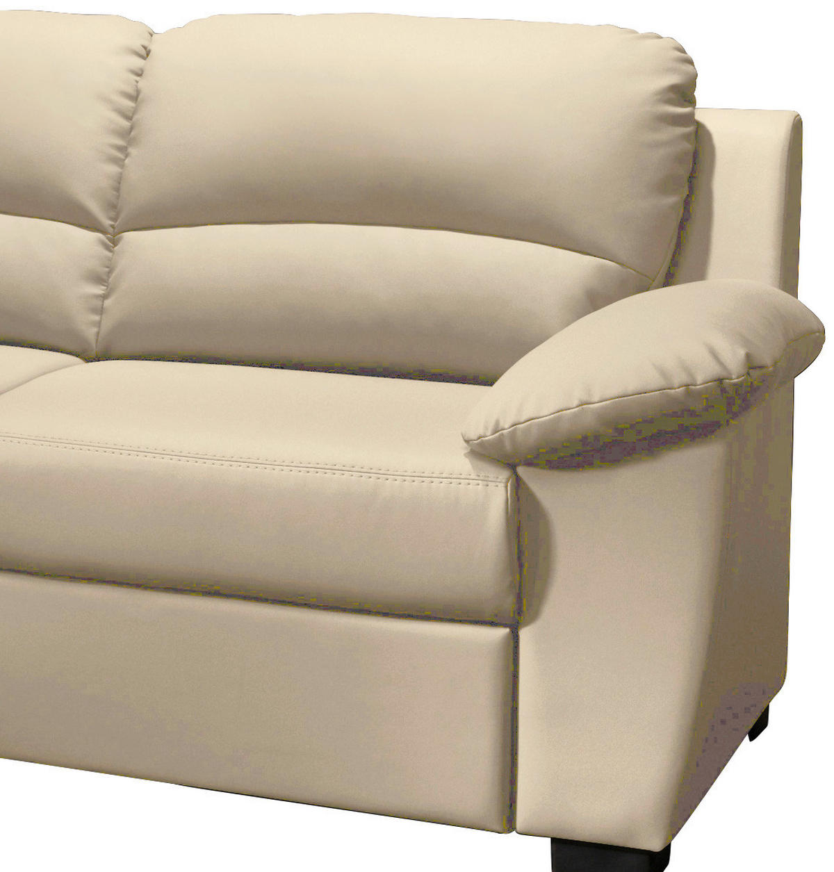 ECKSOFA in Lederlook Beige  - Beige/Schwarz, Konventionell, Kunststoff/Textil (240/45/165cm) - MID.YOU