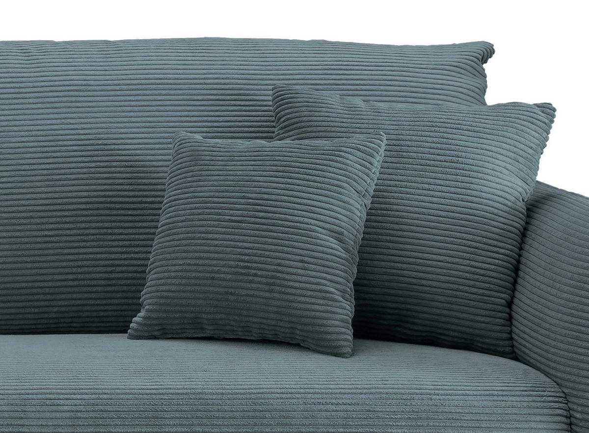 ECKSOFA in Cord Petrol  178/264-302 cm  - Petrol/Schwarz, Design, Textil/Metall (178/264-302cm) - Livetastic