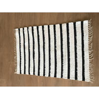 KÉZI SZÖVÉSŰ SZŐNYEG   - bézs/fekete, Basics, textil (70/200cm)