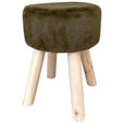 HOCKER in Holz, Textil, Holzwerkstoff Dunkelgrün  - Dunkelgrün/Naturfarben, Basics, Holz/Holzwerkstoff (28/38cm) - Ambia Home