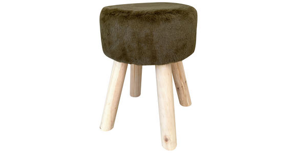 HOCKER in Holz, Textil, Holzwerkstoff Dunkelgrün  - Dunkelgrün/Naturfarben, Basics, Holz/Holzwerkstoff (28/38cm) - Ambia Home