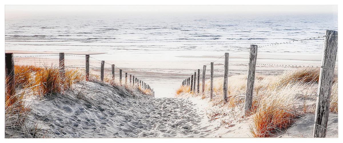 GLASBILD Strand & Meer 125/50 cm  - Multicolor, Design, Glas (125/50cm) - Monee