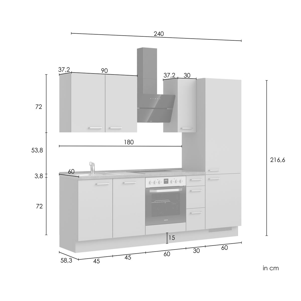 KÜCHENBLOCK Frame 240 cm  in Eichefarben, Beigebraun  - Edelstahlfarben/Eichefarben, MODERN, Holzwerkstoff/Metall (240cm) - Nobilia