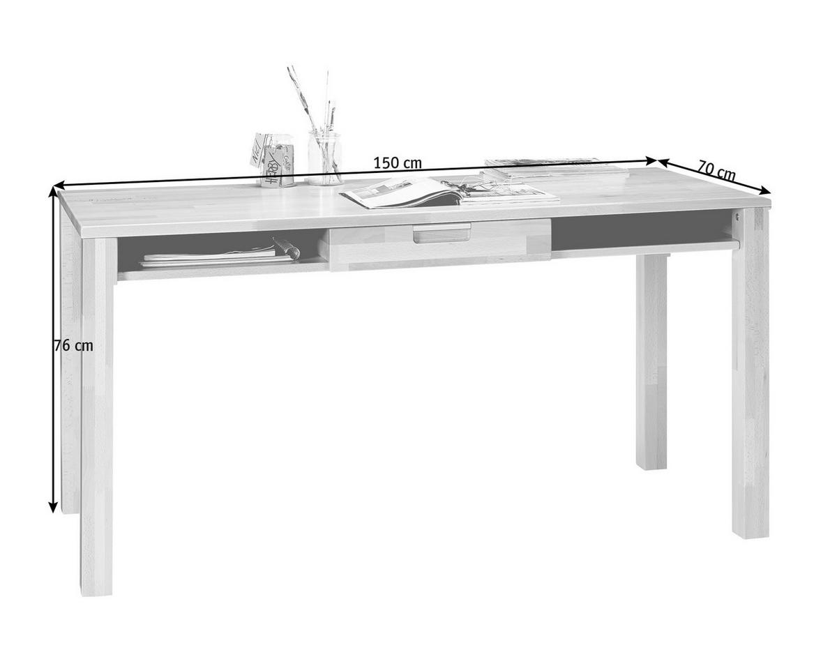 PÍSACÍ STÔL, jadrový buk, 150/70/76 cm - chrómová/jadrový buk, Natur, kov/drevo (150/70/76cm) - Linea Natura