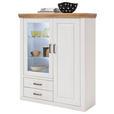 HIGHBOARD  118/142/40 cm 2 Schublade(n)  - Eichefarben/Schwarz, LIFESTYLE, Glas/Holzwerkstoff (118/142/40cm) - Landscape