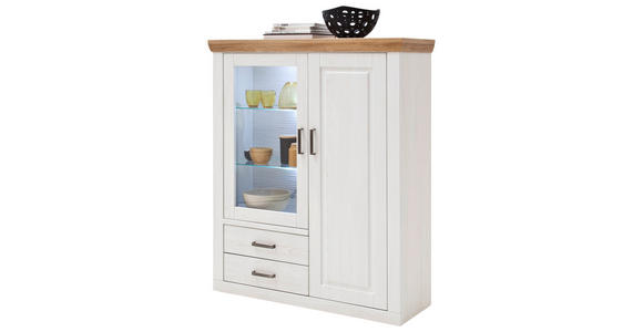 HIGHBOARD  118/142/40 cm 2 Schublade(n)  - Eichefarben/Schwarz, LIFESTYLE, Glas/Holzwerkstoff (118/142/40cm) - Landscape
