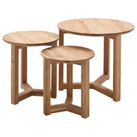 COUCHTISCHSET Asteiche massiv rund Naturfarben, Eichefarben  - Eichefarben/Naturfarben, MODERN, Holz (30-50/30-50/32-42cm) - Xora