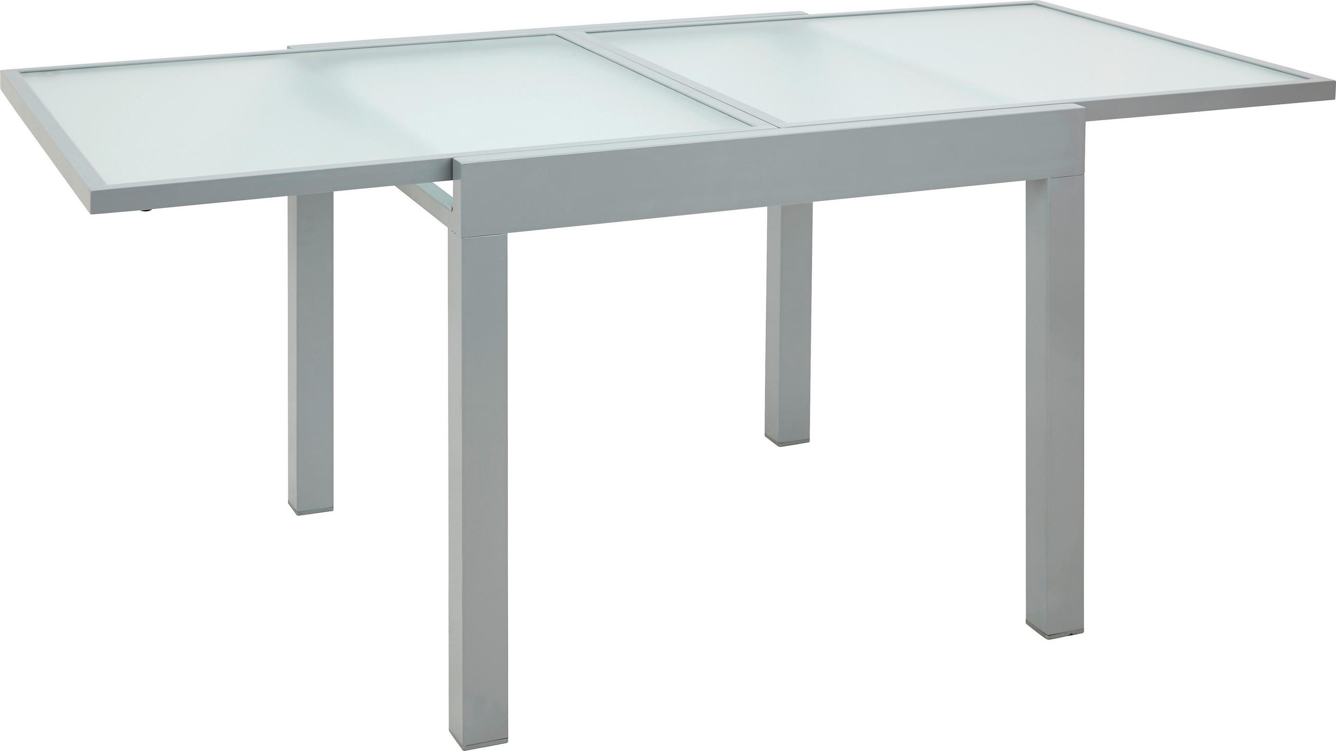 KERTI ASZTAL 90(180)/90/75 cm   - ezüstszínű/fehér, Design, Üveg/fém (90(180)/90/75cm) - Ambia Garden