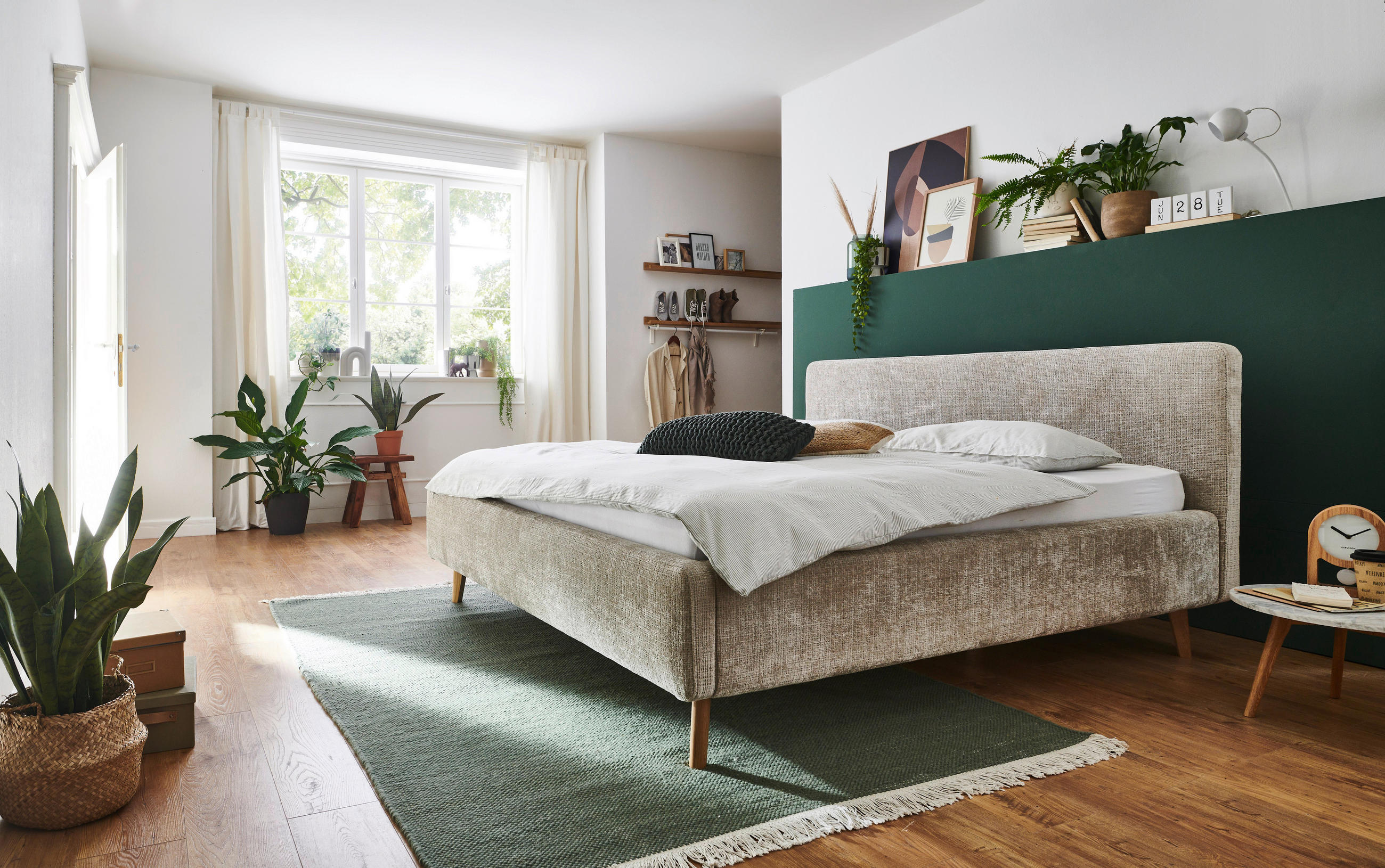 POLSTERBETT Lattenrost, Bettkasten 160/200 cm  in Beige  - Eichefarben/Beige, Design, Holz/Textil (160/200cm) - Xora