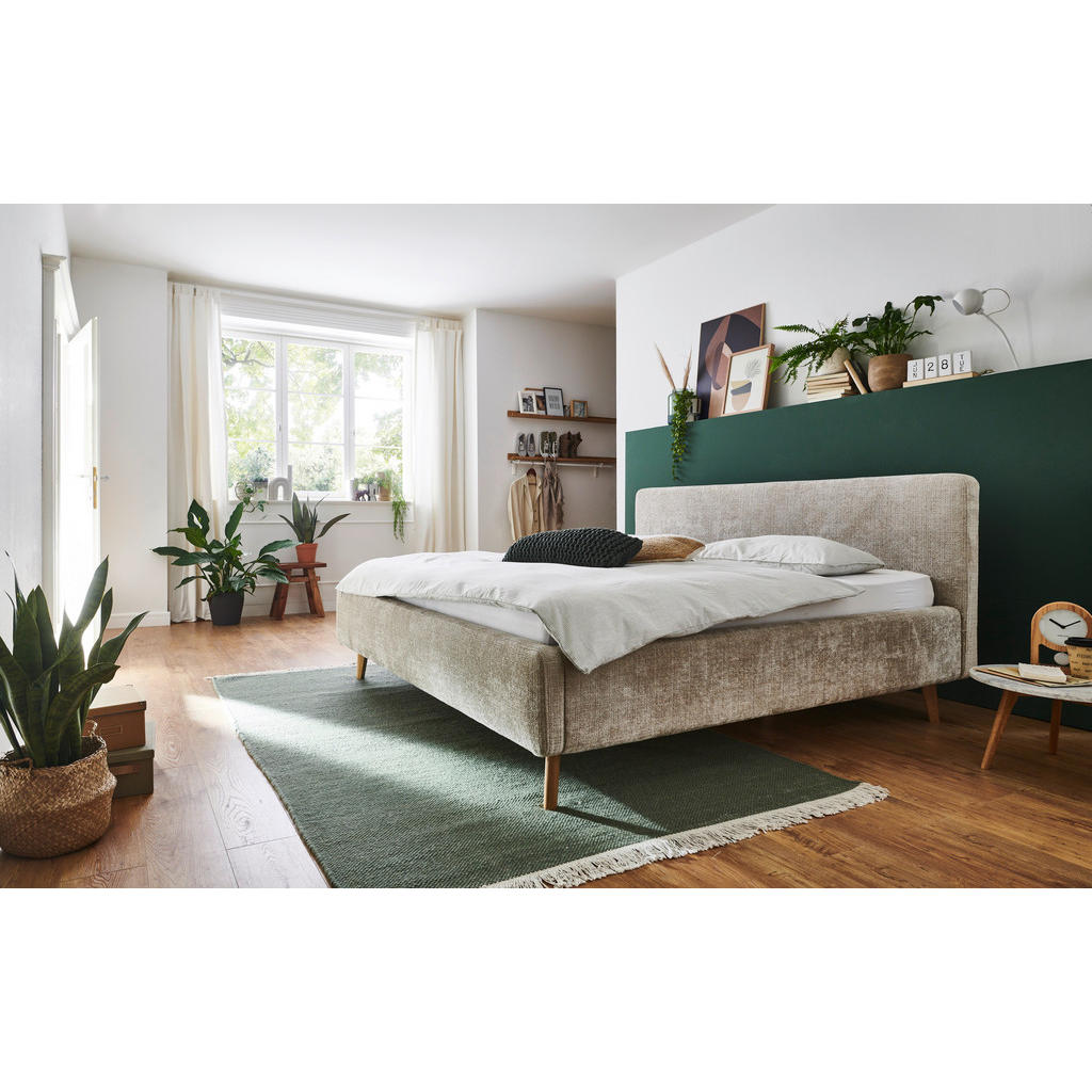 Thumbnail - Xora Polsterbett, Beige, Textil, Eiche, massiv, H2 + H3, Höhe ca. 20 cm, 180x200 cm, Reach, Wendematratze,Lattenrost, Ma...