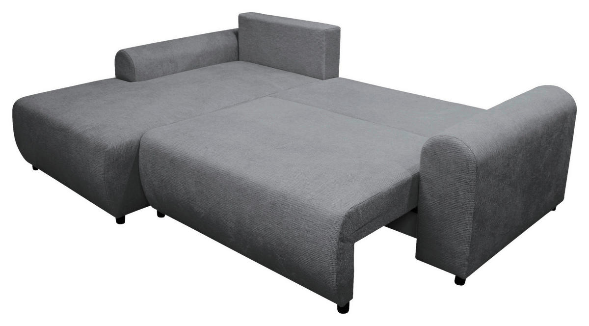 ECKSOFA in Struktur Grau  160/250 cm  - Schwarz/Grau, Design, Kunststoff/Textil (160/250cm) - MID.YOU