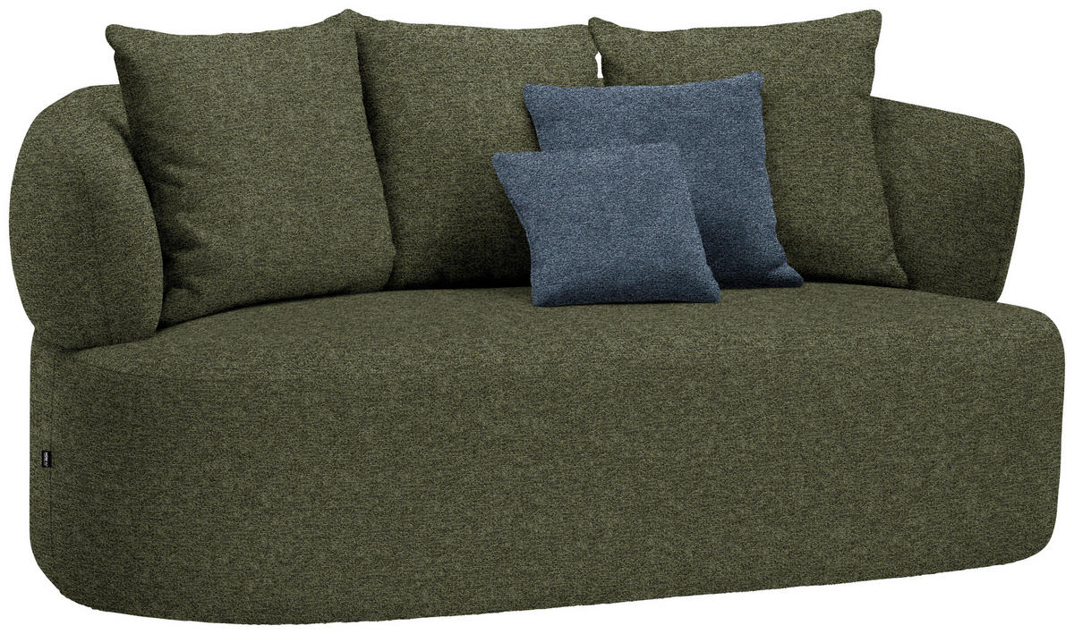 2-SITZER-SOFA in Chenille Grün  - Blau/Schwarz, MODERN, Kunststoff/Textil (177/86/105cm) - Hom`in
