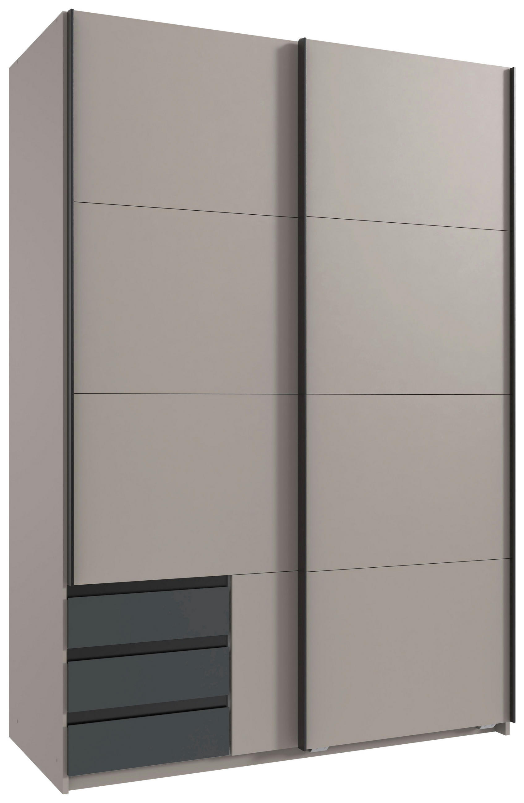 SCHWEBETÜRENSCHRANK Graphitfarben, Grau, Sahara 2 Tür(en)  - Graphitfarben/Schwarz, Design, Holzwerkstoff/Metall (135/198/65cm) - Carryhome