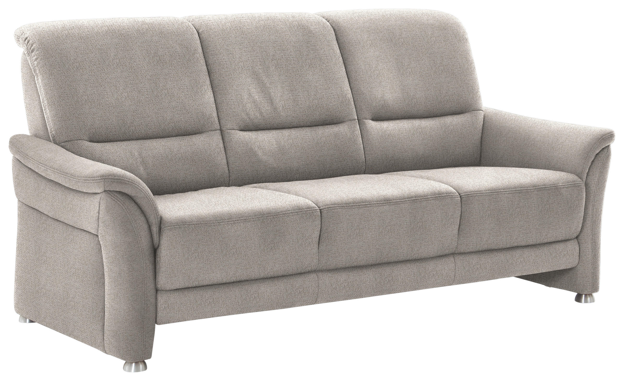 3-SITZER-SOFA Flachgewebe Beige  - Beige/Alufarben, Konventionell, Textil/Metall (198/96/93cm) - Beldomo Premium