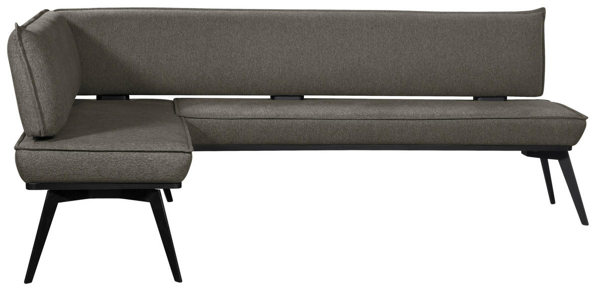ECKBANK 165/235 cm Webstoff Schwarz, Dunkelgrau Buche massiv   - Dunkelgrau/Schwarz, Basics, Holz/Textil (165/235cm) - Carryhome