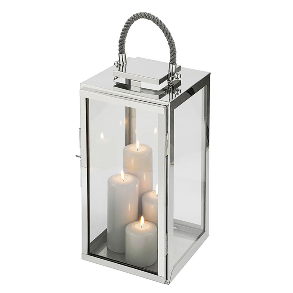 WINDLICHT  - Silberfarben, Basics, Glas/Metall (30/58/30cm) - Fink