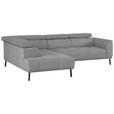 ECKSOFA in Webstoff Silberfarben  205/280 cm  - Silberfarben/Schwarz, Design, Textil/Metall (205/280cm) - Xora