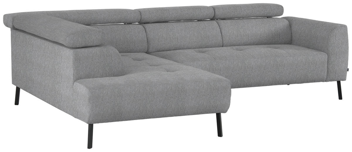 ECKSOFA in Webstoff Silberfarben  205/280 cm  - Silberfarben/Schwarz, Design, Textil/Metall (205/280cm) - Xora