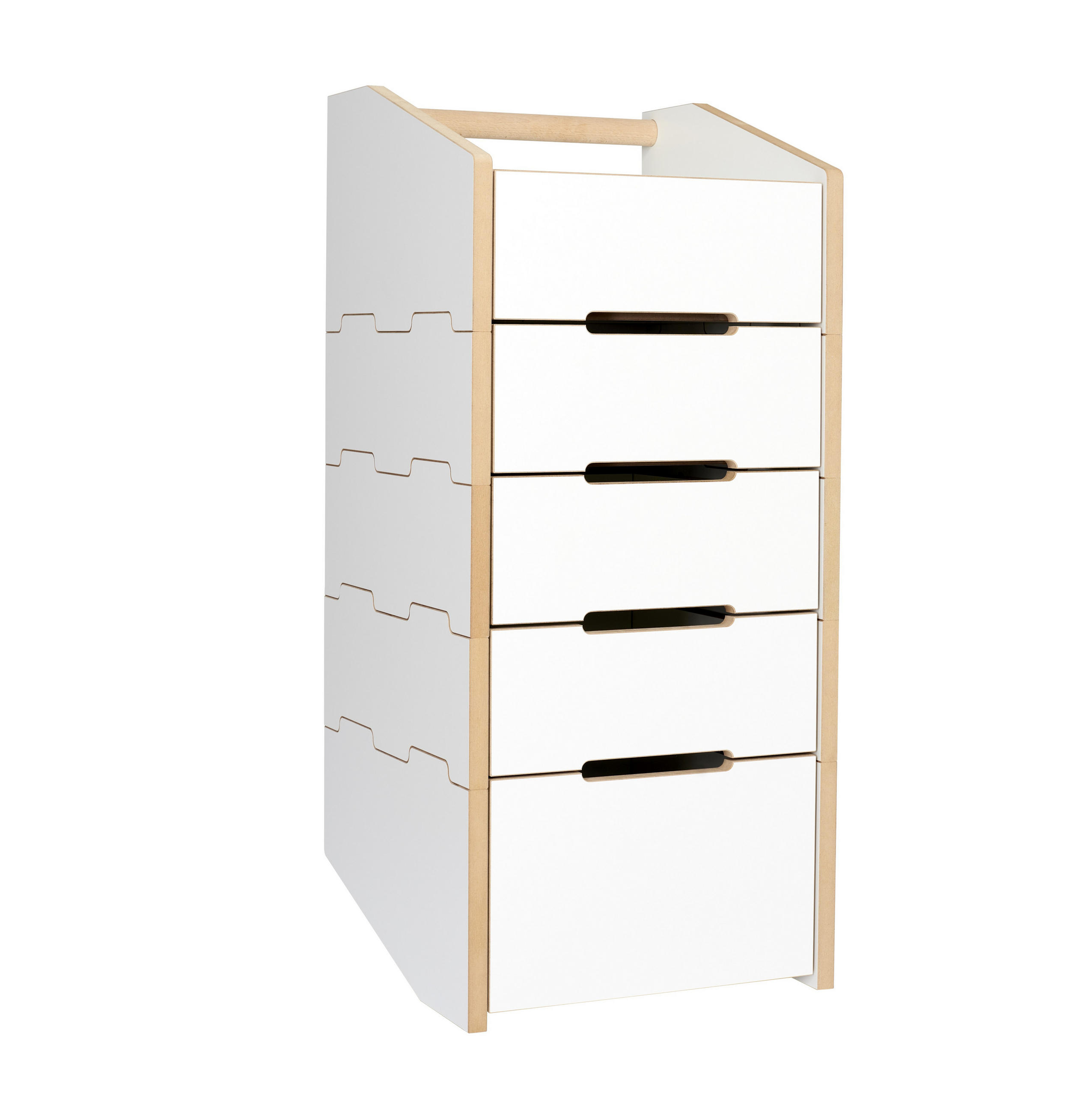 ROLLCONTAINER Buchefarben, Weiß  - Buchefarben/Weiß, MODERN, Holzwerkstoff/Kunststoff (39/89,6/40cm) - Tojo