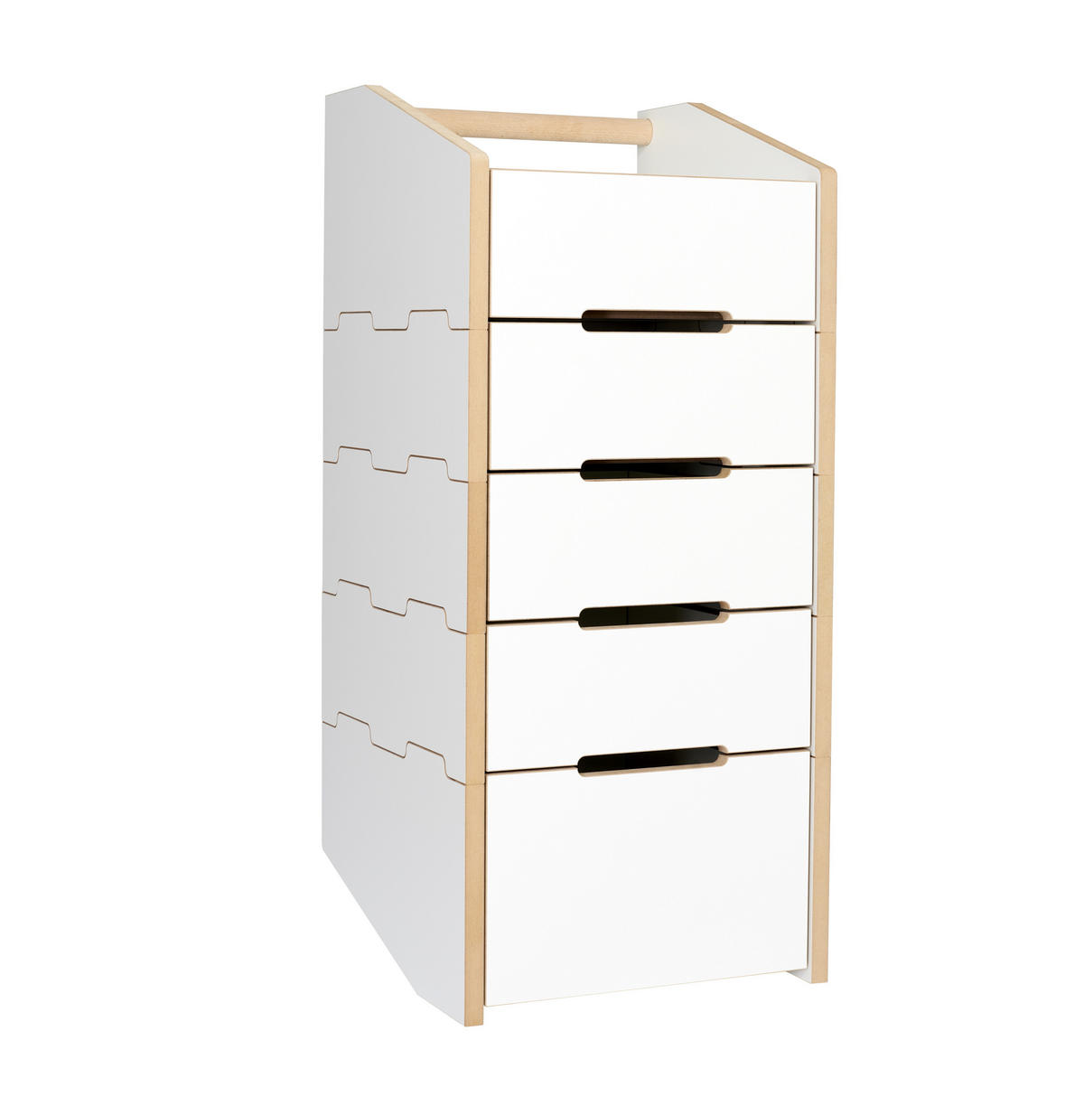 ROLLCONTAINER Buchefarben, Weiß  - Buchefarben/Weiß, MODERN, Holzwerkstoff/Kunststoff (39/89,6/40cm) - Tojo
