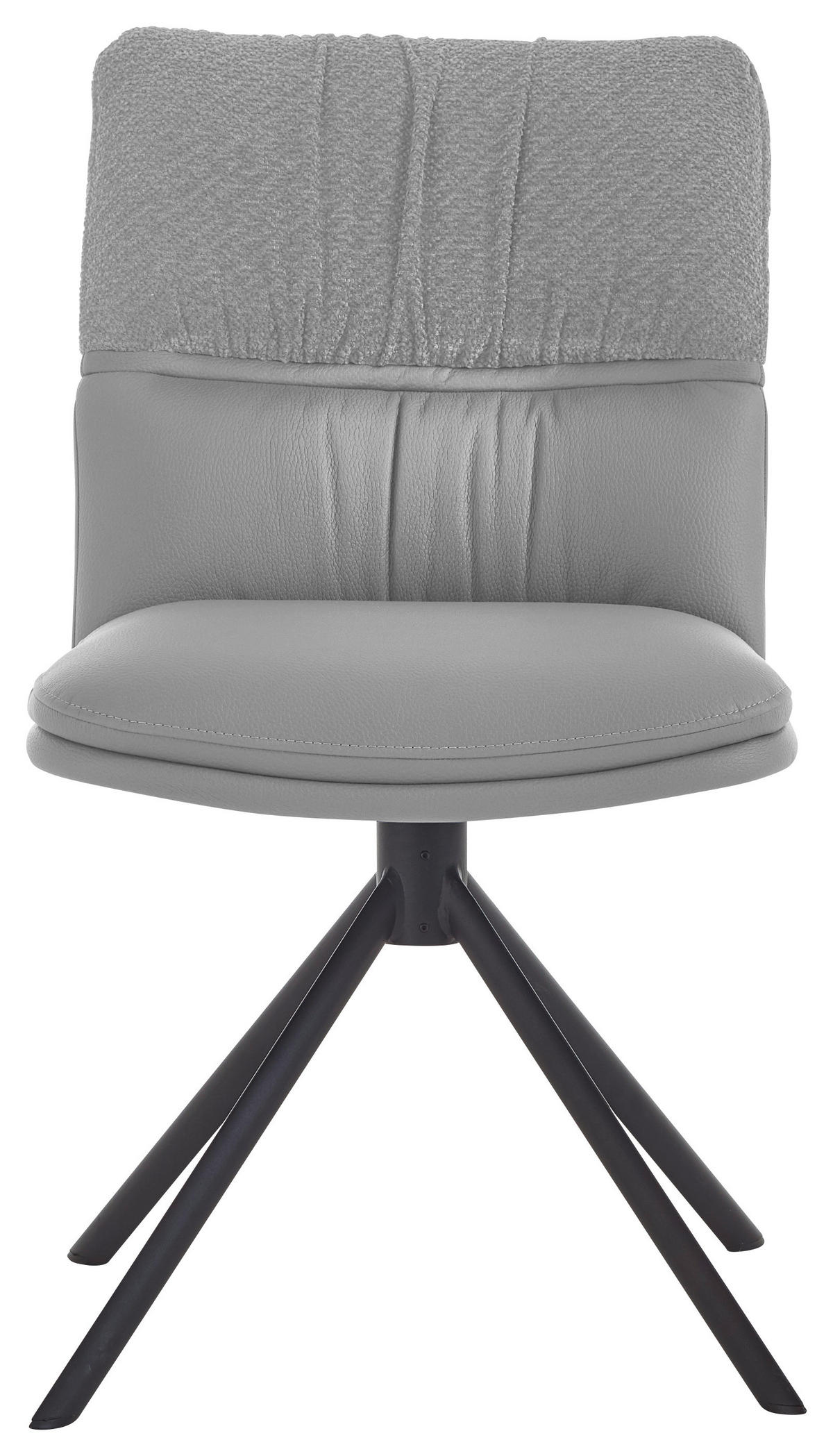 STUHL  Beinauswahl, Stoffauswahl, Sitzfläche 360° drehbar, automatische Rückholfunktion Chenille, Mikrofaser  - Hellgrau/Schwarz, Design, Textil/Metall (49/86/63cm) - Valdera