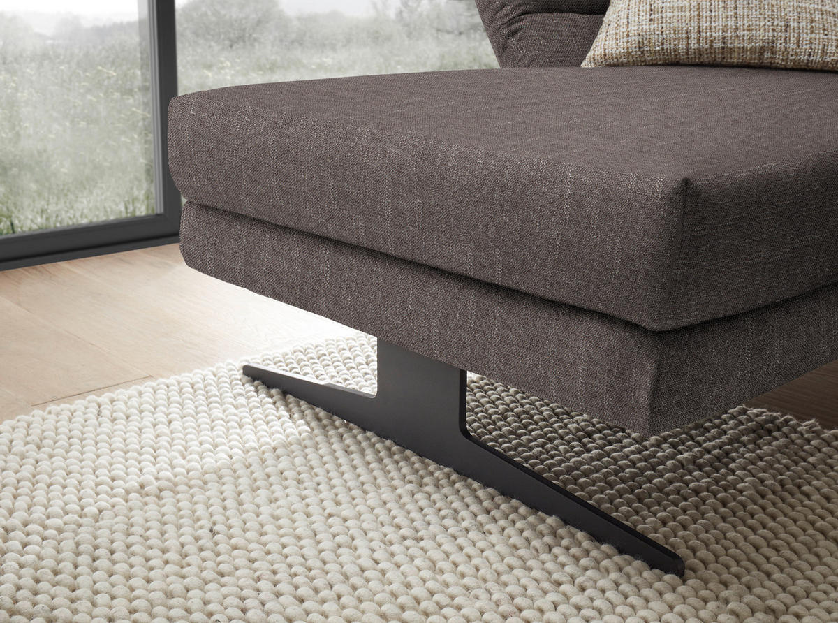 ECKSOFA in Flachgewebe Greige  176-217/279-327 cm  - Greige/Schwarz, Design, Textil/Metall (176-217/279-327cm) - Dieter Knoll