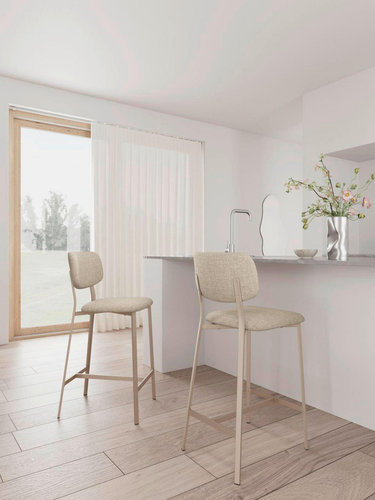 BARHOCKER in Beige  - Beige, KONVENTIONELL, Textil/Metall (40/98/48cm) - MID.YOU