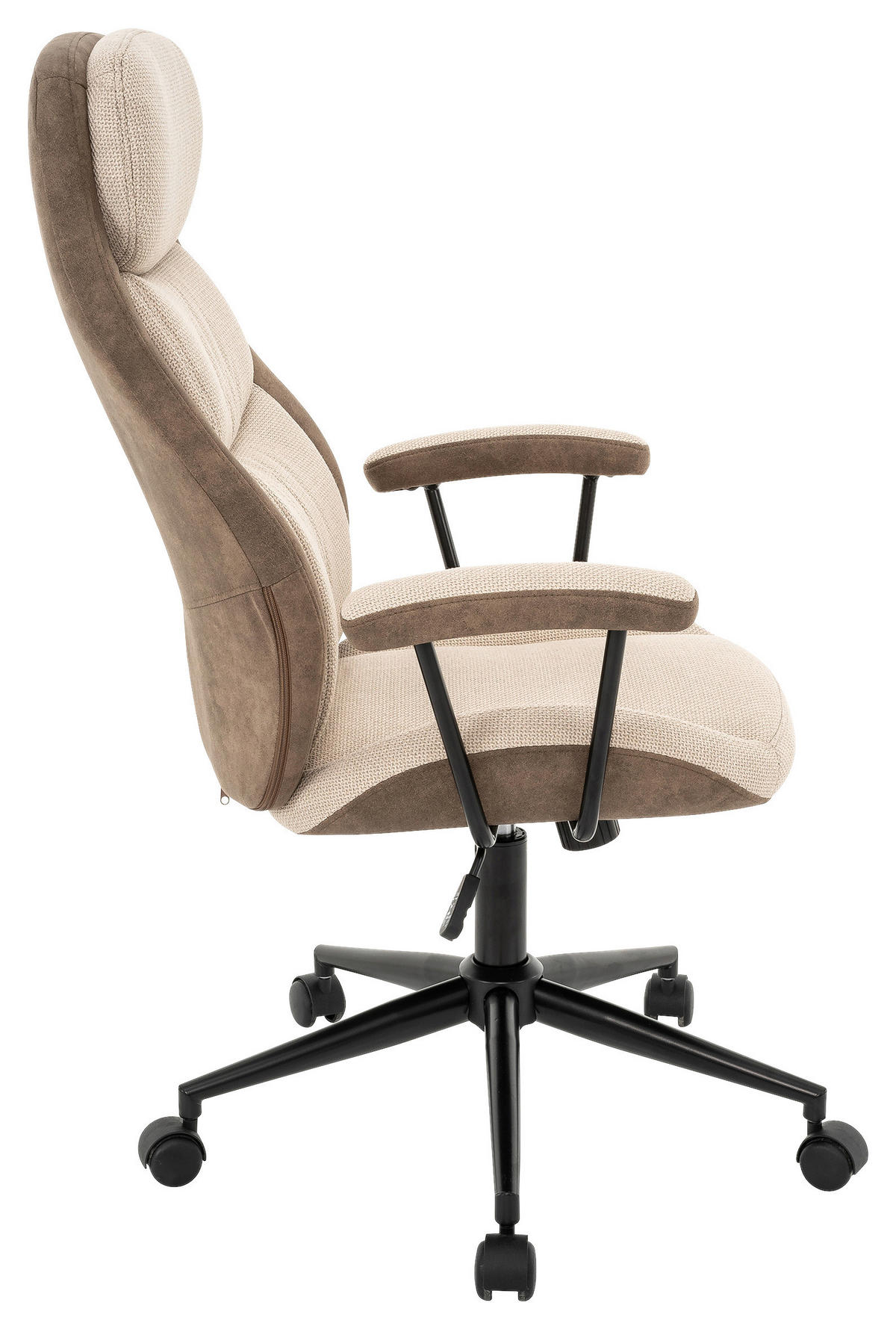 CHEFSESSEL Webstoff Beige  - Beige/Schwarz, MODERN, Kunststoff/Textil (64/103-113/66cm) - MID.YOU