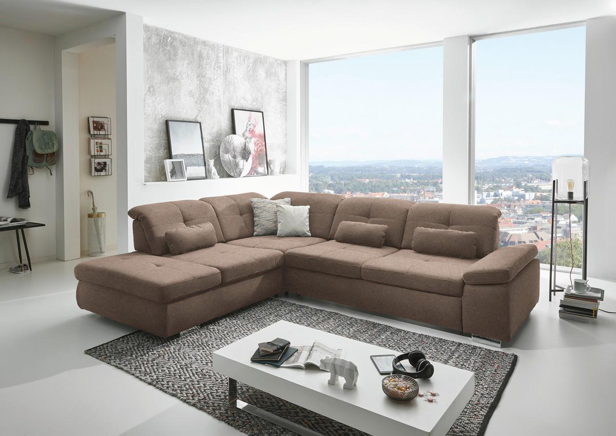 ECKSOFA  in Mikrofaser Sandfarben  260/312 cm  - Sandfarben/Chromfarben, Design, Textil/Metall (260/312cm) - Beldomo Style