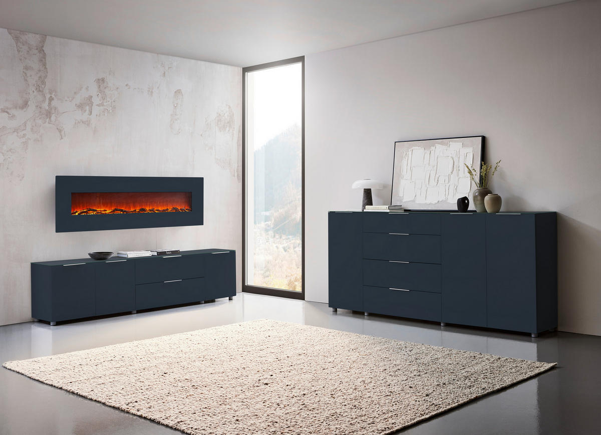 Comodă Cu Uși 226,4/99,3/40 cm  - antracit/culoare aluminiu, Design, sticlă/metal (226,4/99,3/40cm) - Voleo