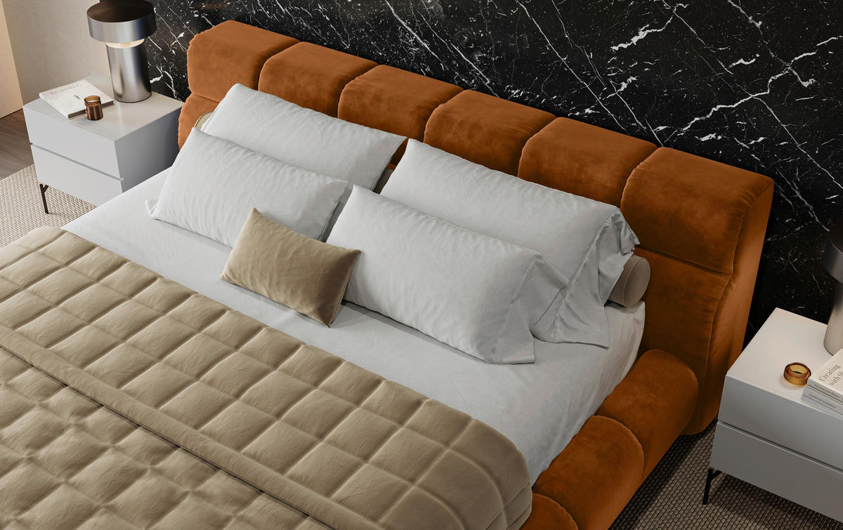 POLSTERBETT 180/200 cm,  in Braun,  - Schwarz/Braun, Design, Textil/Metall (180/200cm) - Belluti