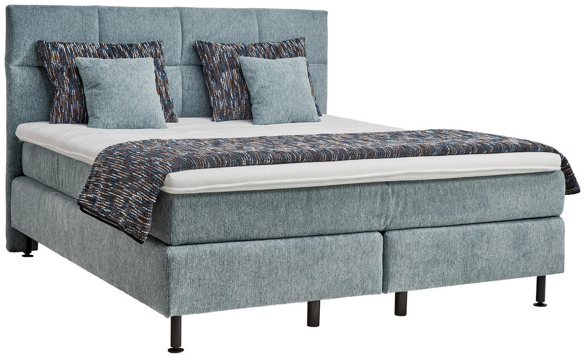 BOXSPRINGBETT 200/200 cm  in Hellblau  - Schwarz/Hellblau, Design, Kunststoff/Textil (200/200cm) - Beldomo - Sleep