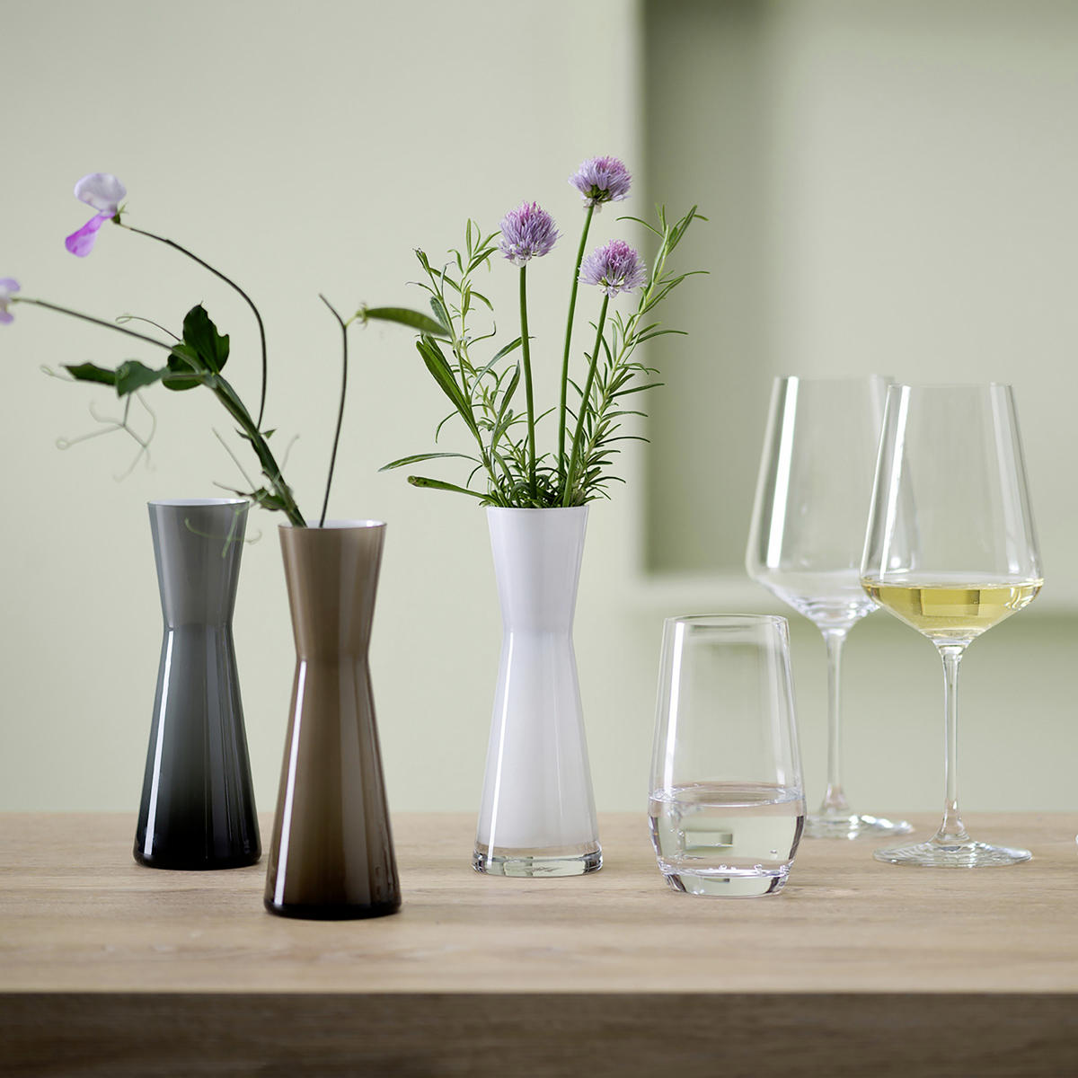 VAZA 18 cm  steklo  - bela, Design, steklo (18cm) - Leonardo