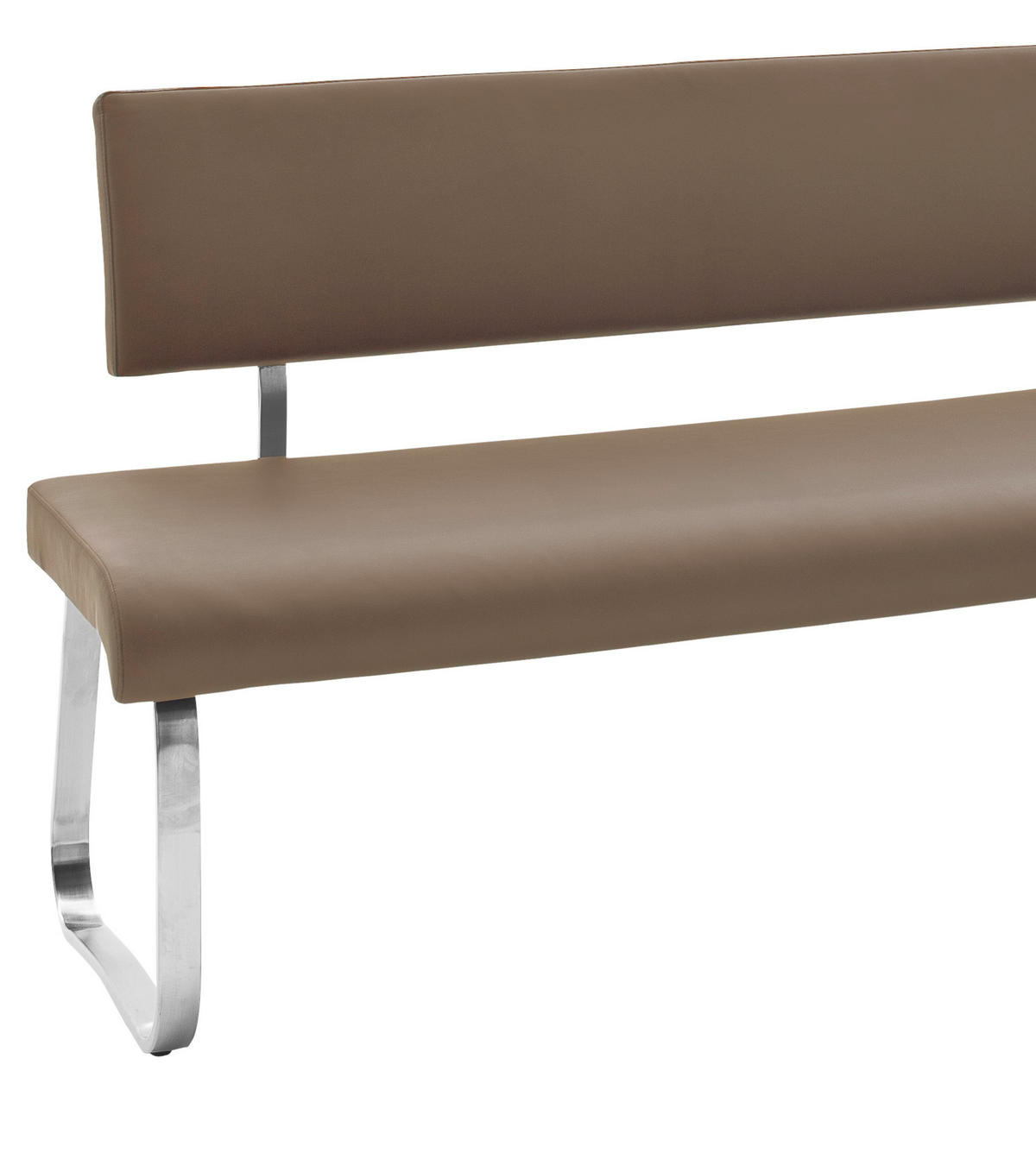 ECKBANK 200/150 cm Lederlook Edelstahlfarben, Cappuccino   - Edelstahlfarben/Cappuccino, Design, Textil/Metall (200/150cm) - Livetastic