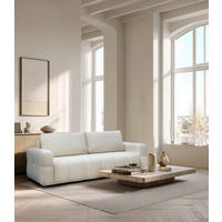 SCHLAFSOFA LOTTA  mit Chenille Creme  - Creme/Schwarz, Design, Textil (248/90/105cm) - MID.YOU