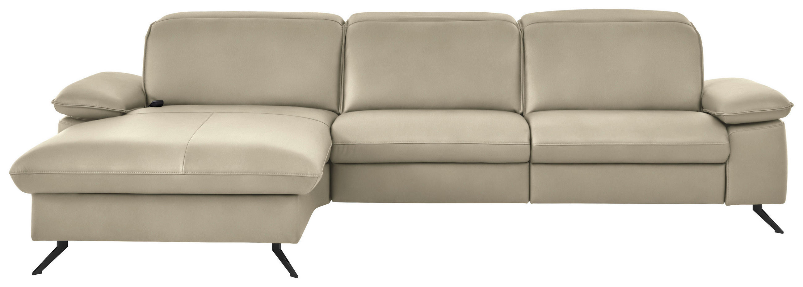 ECKSOFA  Echtleder Naturfarben  - Schwarz/Naturfarben, Design, Leder/Metall (169/307cm) - Beldomo Premium